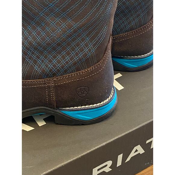 Ariat Women’s Anthem Square Toe Western Boots Java Brown Turquoise 8B w/ Box - Picture 6 of 8